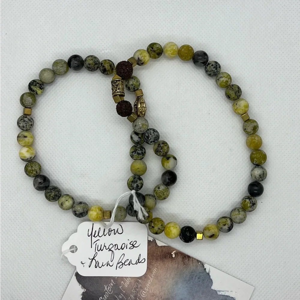 Yellow Turquoise Half Mala - Picture 2 of 3